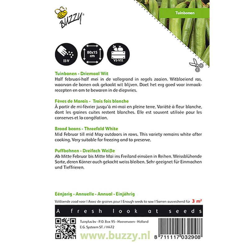 Buzzy® Tuinbonen Driemaal Wit